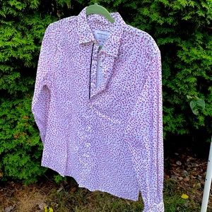 Red flower button down